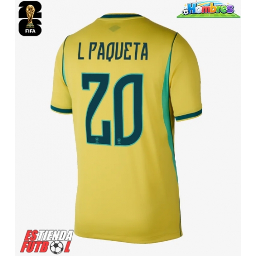 Brasil Lucas Paqueta #20 Primera Equipación Mundial 2026 Manga Corta